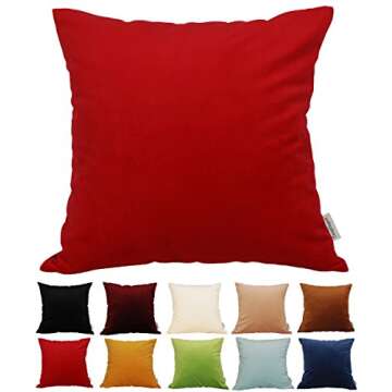 TangDepot Solid Velvet Throw Pillow Cover/Euro Sham/Cushion Sham, Super Luxury Soft Pillow Cases, Many Color & Size Options - (24"x24", Christmas Red)