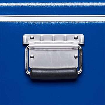 Igloo Ultratherm 54 Quart Modern Steel Legacy Cooler with Soft Grip Handle and Attached Stainless Steel Bottle Opener, Blue