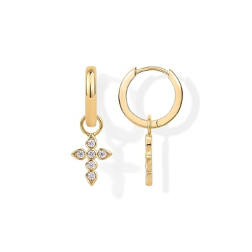 PAVOI 14K Yellow Gold Plated S925 Sterling Silver Post Lightweight Drop Dangle Huggie Hoop Earrings ...