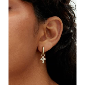 PAVOI Dainty Cross Huggie Hoop Earrings | 14K Gold Plated