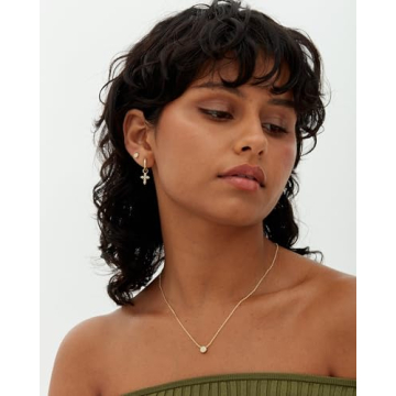 PAVOI Dainty Cross Huggie Hoop Earrings | 14K Gold Plated