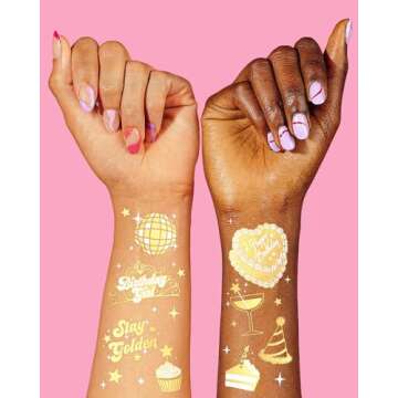 Golden Birthday Temporary Tattoos - Fun Party Decorations