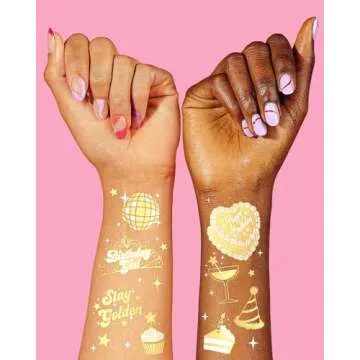 Golden Birthday Temporary Tattoos - Fun Party Decorations