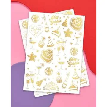 Golden Birthday Temporary Tattoos - Fun Party Decorations