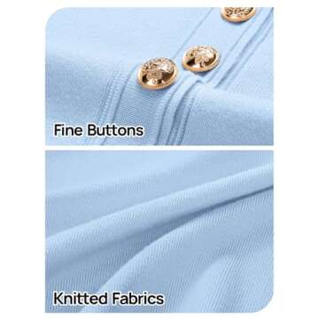 MEROKEETY Women's Summer Casual Button Down Short Dress High Waist Fitted Business Work Sweater Dresses, LightBlue, Medium