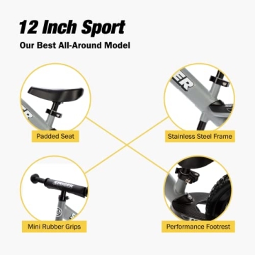 Strider 12” Sport Bike No-Pedal Balance Bicycle for Kids