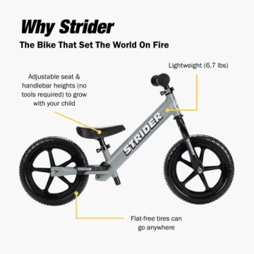 Strider 12” Sport Bike No-Pedal Balance Bicycle for Kids