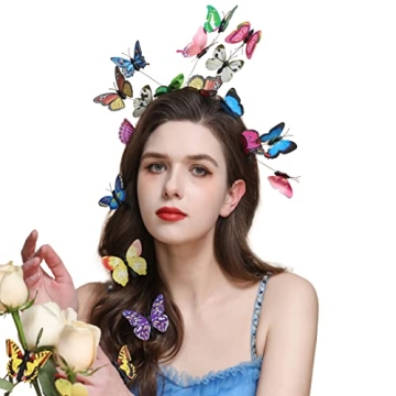 Gionforsy Butterfly Fascinator Headband Monarch Butterfly Crown Tea Party Halloween Costume Hairpin ...