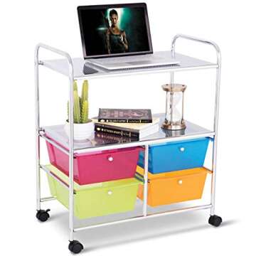 Happygrill 4-Drawer Rolling Cart for Home Office Storage
