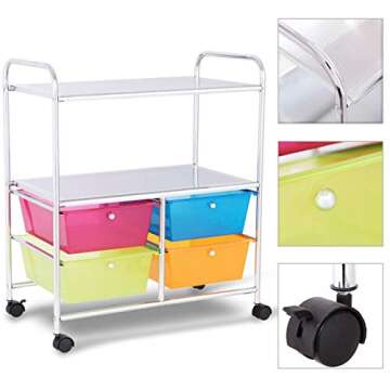 Happygrill 4-Drawer Rolling Cart for Home Office Storage