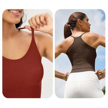 ODODOS Women's 3-Pack Long Crop Tank Tops for Comfort