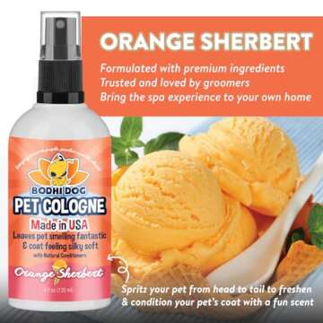 Bodhi Dog Natural Dog Cologne (Orange Sherbert) - Premium Scented Deodorizing Pet Perfume with Conditioner for Dogs & Cats - Keeps Pets Fresh & Clean - Gentle and Safe Formula, Made in USA - (4 Fl Oz)