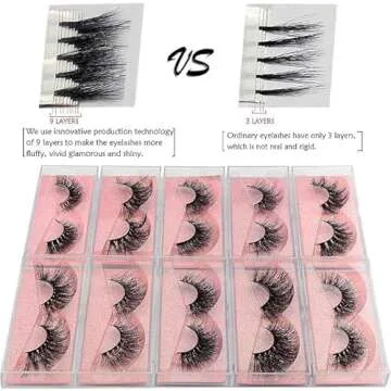 GOO GOO 3D Mink Eyelashes, 16mm to 25mm Wholesale Mink Lashes 100% Real Siberian Natural Fake Eyelashes Luxury Reusable Handmade False Eyelashes 10 Pairs Multipack