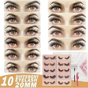 GOO GOO 3D Mink Eyelashes, 16mm to 25mm Wholesale Mink Lashes 100% Real Siberian Natural Fake Eyelashes Luxury Reusable Handmade False Eyelashes 10 Pairs Multipack