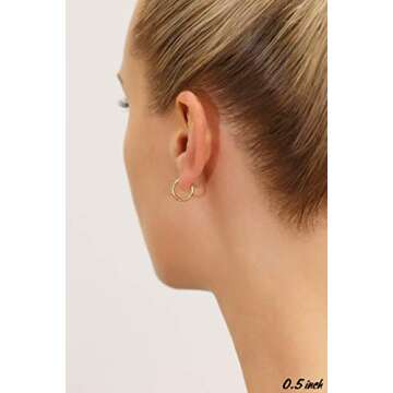 14k Gold Hand Engraved Diamond-cut Round Hoop Earrings (Yellow-Gold)…