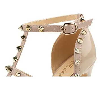Eithy Women's Slingbacks Mid High Heels Strappy Summer Shoes Pointy Toe Party Daily Wear Evening Sandals 206-Apricot US10