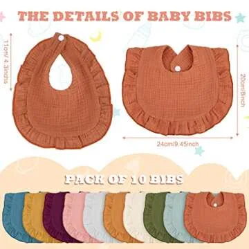 10 Pcs Baby Muslin Bibs Drool Bandana Soft Baby Cotton Bibs for Newborn Baby Girl Boy Toddlers Infan...