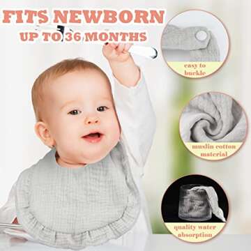 10 Pcs Baby Muslin Bibs Drool Bandana Soft Baby Cotton Bibs for Newborn Baby Girl Boy Toddlers Infants Teething(Classic Colors)
