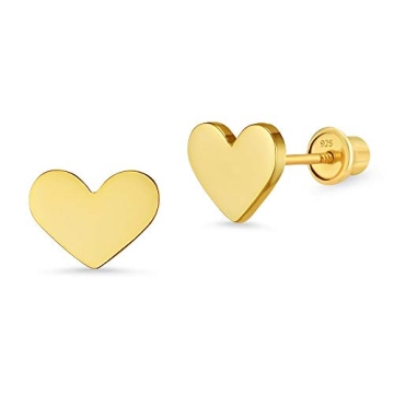 Cute 14k Gold Plated Heart Screwback Earrings for Kids