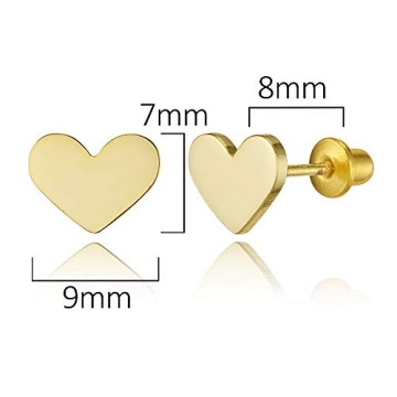 Cute 14k Gold Plated Heart Screwback Earrings for Kids
