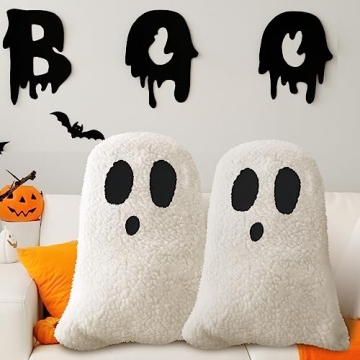 Kigley 2 Pcs Halloween Throw Pillows Decorative Spooky Pillows for Sofa Bed Couch Stuffed Halloween ...