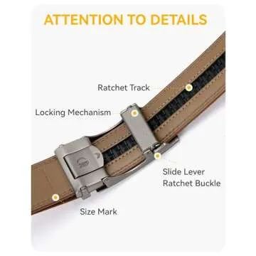 CHAOREN Mens Belt Leather Ratchet Belt - Customizable Fit, Effortless Style (35mm)