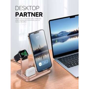 RJR 3 in 1 Wireless Charging Station for Apple Devices, Charging Dock for iWatch 9 8 7 6 SE 5 4 3 2 ...