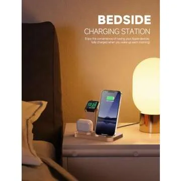 RJR 3 in 1 Wireless Charging Station for Apple Devices, Charging Dock for iWatch 9 8 7 6 SE 5 4 3 2 1, Built-in Charger Stand for iPhone Series AirPods Gifts (with 15W Adapter) Rose Gold