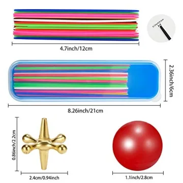 ZeeDix 90 Pcs Pick Up Sticks & Retro Metal Jacks Set - Family Fun!
