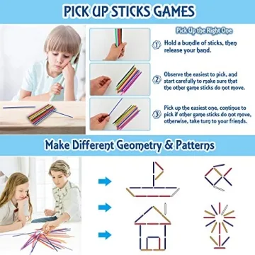 ZeeDix 90 Pcs Pick Up Sticks & Retro Metal Jacks Set - Family Fun!
