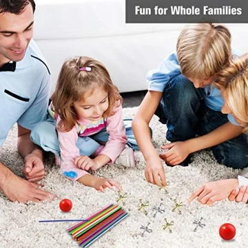 ZeeDix 90 Pcs Pick Up Sticks & Retro Metal Jacks Set - Family Fun!