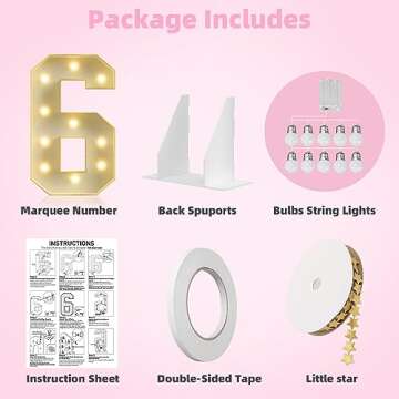 Marquee Numbers 4 Feet Tall Large Light Up Numbers for Party, 60th 65th 16th 4FT Birthday Decorations Anniversary Decor