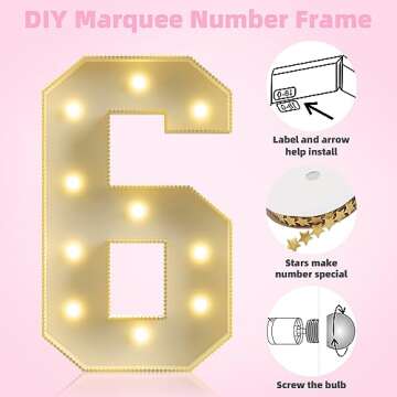 Marquee Numbers 4 Feet Tall Large Light Up Numbers for Party, 60th 65th 16th 4FT Birthday Decorations Anniversary Decor