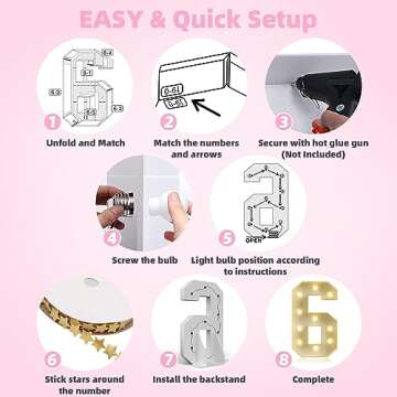 Marquee Numbers 4 Feet Tall Large Light Up Numbers for Party, 60th 65th 16th 4FT Birthday Decorations Anniversary Decor