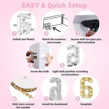 Marquee Numbers 4 Feet Tall Large Light Up Numbers for Party, 60th 65th 16th 4FT Birthday Decorations Anniversary Decor