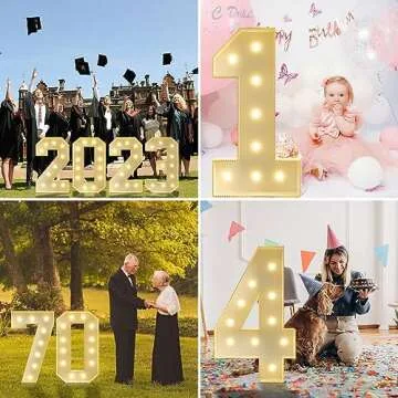 Marquee Numbers 4 Feet Tall Large Light Up Numbers for Party, 60th 65th 16th 4FT Birthday Decorations Anniversary Decor