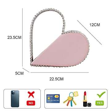 Cute Mini Heart Shape Evening Clutch Bag, Rhinestone Diamond Frame Wedding Party Purse Handbag for W...