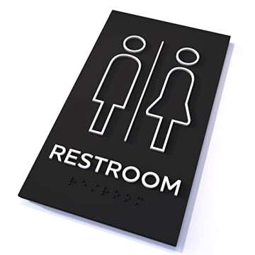 Kubik Letters Premium Restroom Signs for Business - Restroom Sign - ADA Unisex Bathroom Sign - Bathr...