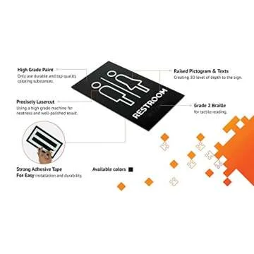 Kubik Letters Premium Restroom Signs for Business - Restroom Sign - ADA Unisex Bathroom Sign - Bathroom Signs - Bathroom Door Signs - All Gender Restroom Sign - Bathroom Signs for Door - Modern Toilet Sign