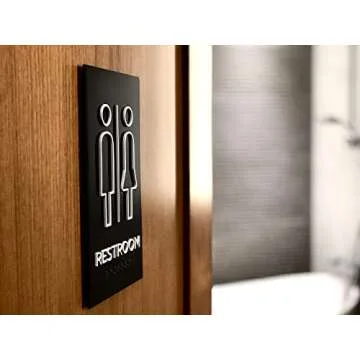 Kubik Letters Premium Restroom Signs for Business - Restroom Sign - ADA Unisex Bathroom Sign - Bathroom Signs - Bathroom Door Signs - All Gender Restroom Sign - Bathroom Signs for Door - Modern Toilet Sign