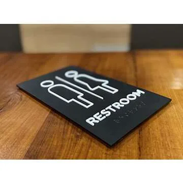 Kubik Letters Premium Restroom Signs for Business - Restroom Sign - ADA Unisex Bathroom Sign - Bathroom Signs - Bathroom Door Signs - All Gender Restroom Sign - Bathroom Signs for Door - Modern Toilet Sign