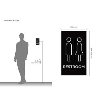 Kubik Letters Premium Restroom Signs for Business - Restroom Sign - ADA Unisex Bathroom Sign - Bathroom Signs - Bathroom Door Signs - All Gender Restroom Sign - Bathroom Signs for Door - Modern Toilet Sign