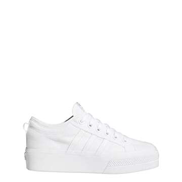 adidas Originals Women's Nizza Platform, White/White/White, 8