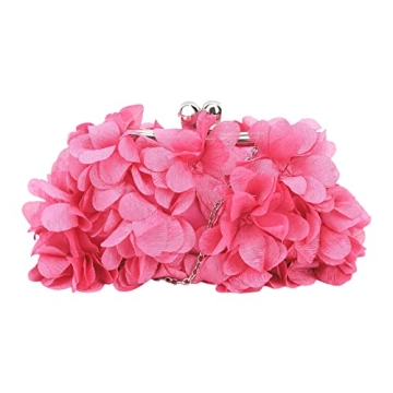 JAMBHALA Mini Women Clutch Evening Bag - Floral Hot Pink