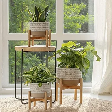 Elegant LA Jolie Muse Ceramic Plant Pot with Stand