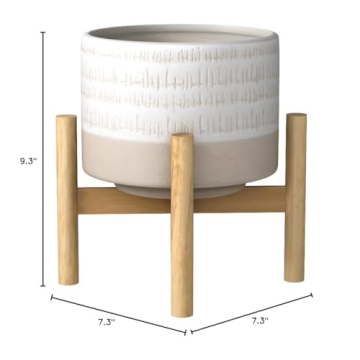 Elegant LA Jolie Muse Ceramic Plant Pot with Stand