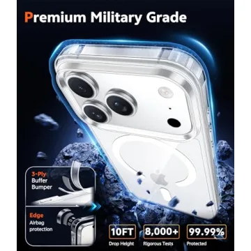 FNTCASE for iPhone 17 Pro - Clear Magnetic Protection Case