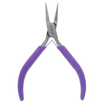 The Beadsmith Flat Nose Pliers – 4.5 inches (114mm) – Purple Vinyl Grip Handle with Double Leaf Springs – Jewelry Making Tool for Creating Bracelets, Earrings and Necklaces