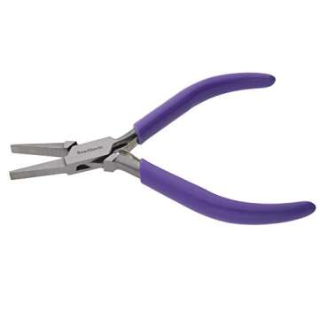 The Beadsmith Flat Nose Pliers – 4.5 inches (114mm) – Purple Vinyl Grip Handle with Double Leaf Springs – Jewelry Making Tool for Creating Bracelets, Earrings and Necklaces
