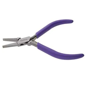 The Beadsmith Flat Nose Pliers – 4.5 inches (114mm) – Purple Vinyl Grip Handle with Double Leaf Springs – Jewelry Making Tool for Creating Bracelets, Earrings and Necklaces